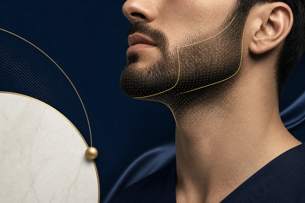 Beard hair detail — facial hair restoration at HTC