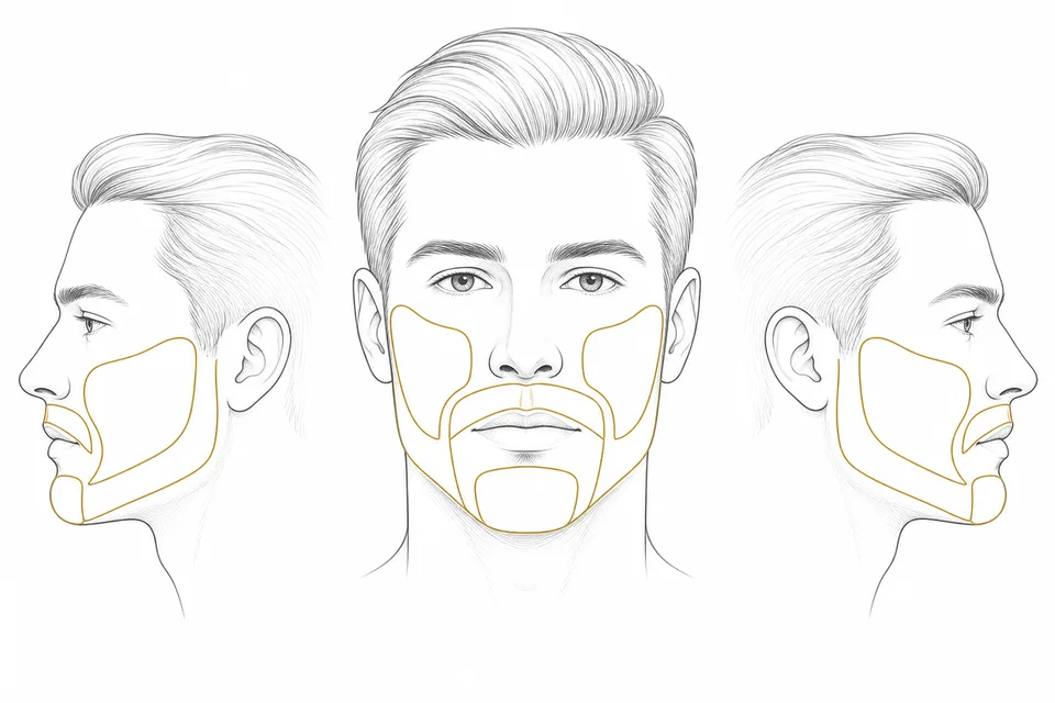 Beard transplant facial zones — chin, cheeks, and jawline