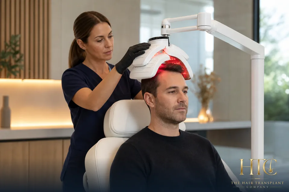 Clinician-led Bio Light session in a premium hair restoration clinic