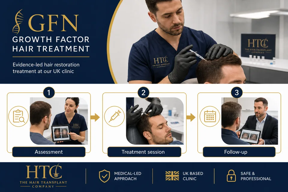 GFN procedure steps — assessment, treatment session, and follow-up review