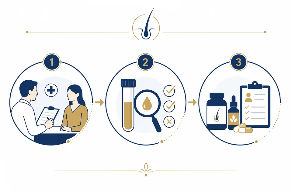 Hair vitamin consultation pathway — assessment, deficiency review, and personalised guidance