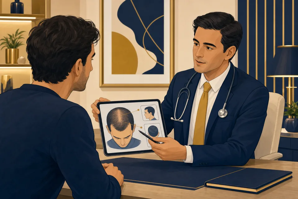 Clinical consultation for medical hair loss treatment planning