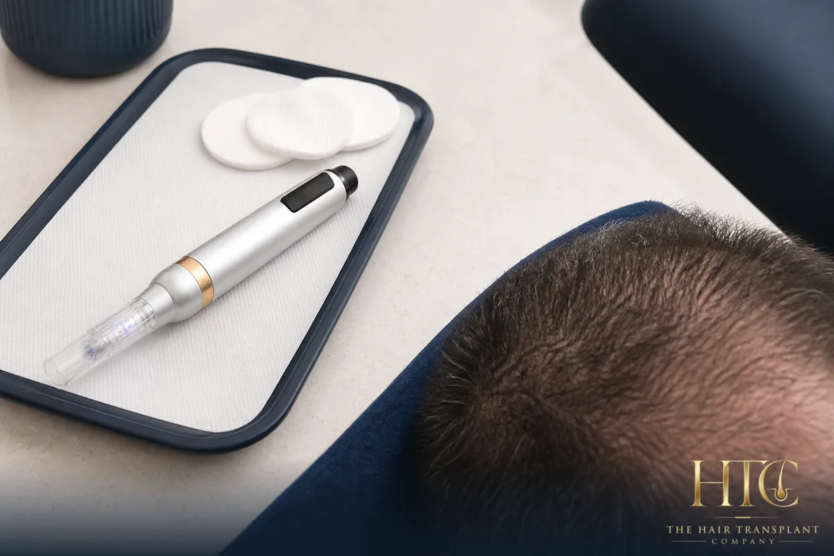 Clinical scalp microneedling — in-clinic hair loss treatment at HTC