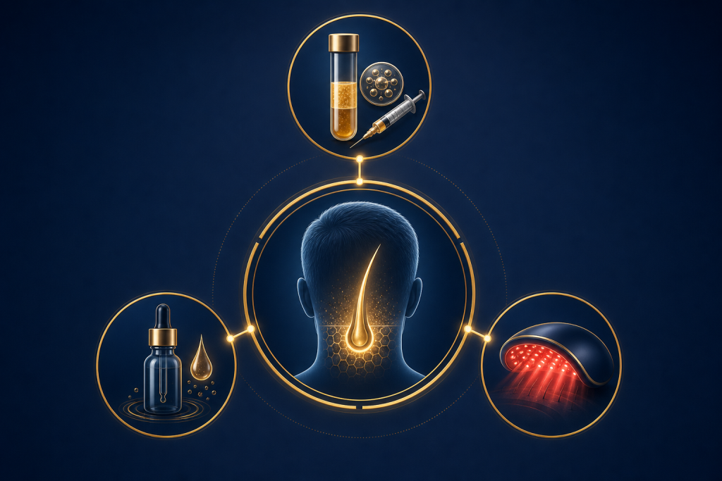 Combination therapies for hair loss